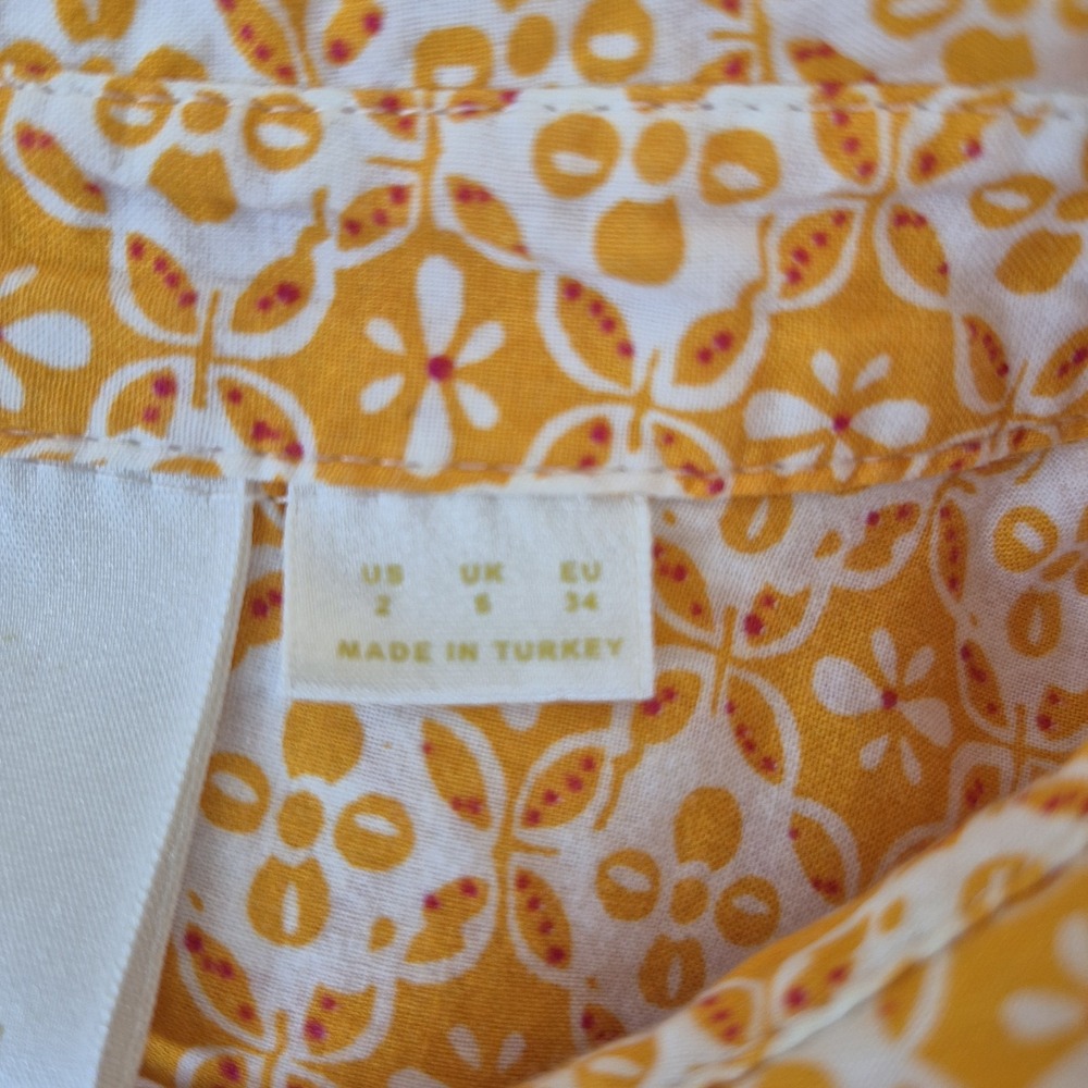 MAEVE Anthropologie Petrin Button-Down Shirt Womens 2‎ Orange & White Geometric - Picture 5 of 8